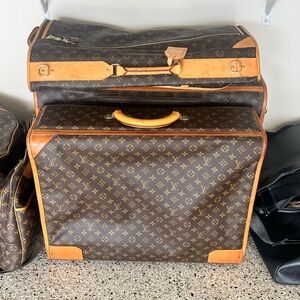 Louis Vuitton Monogram Travel Bag in Brown with Tan Trim
